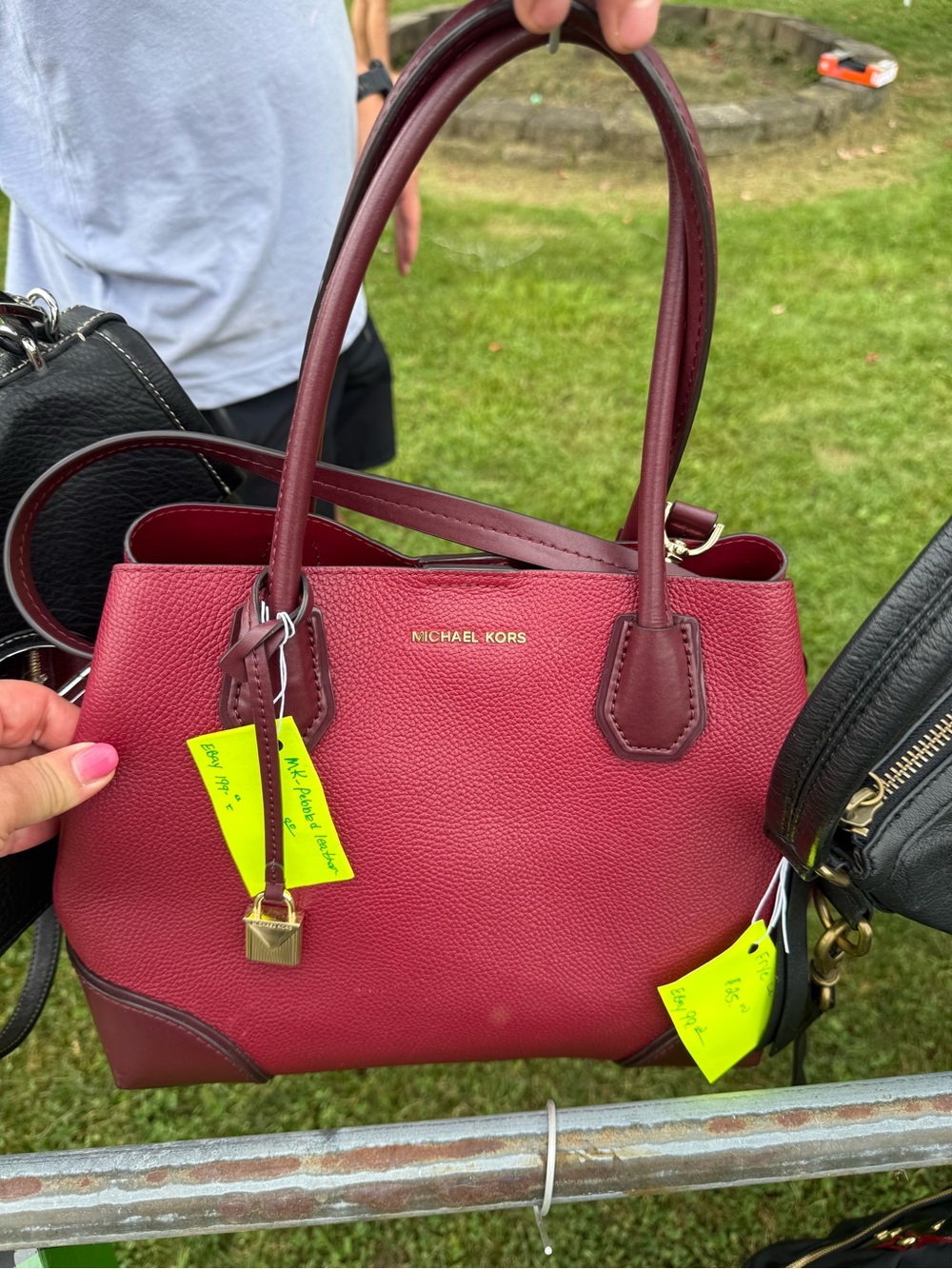 Michael Kors Burgundy and Red Pebbled Leather Tote